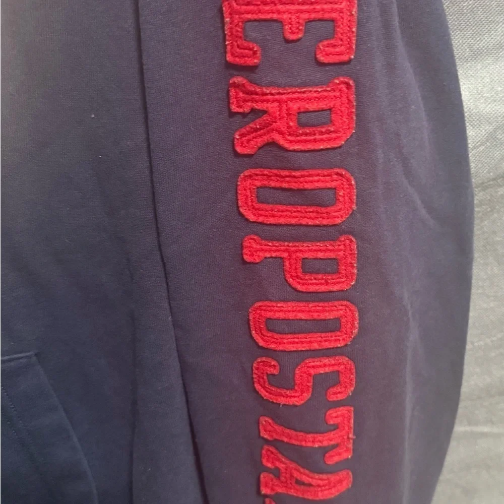 Aeropostale Navy Blue Hoodie with Red Accents